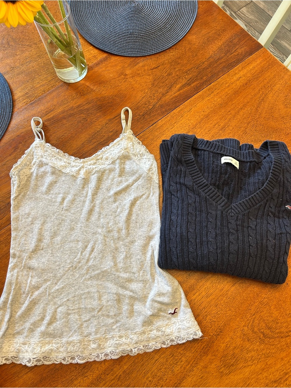 Hollister Navy Cable V-Neck Sweater - Women's